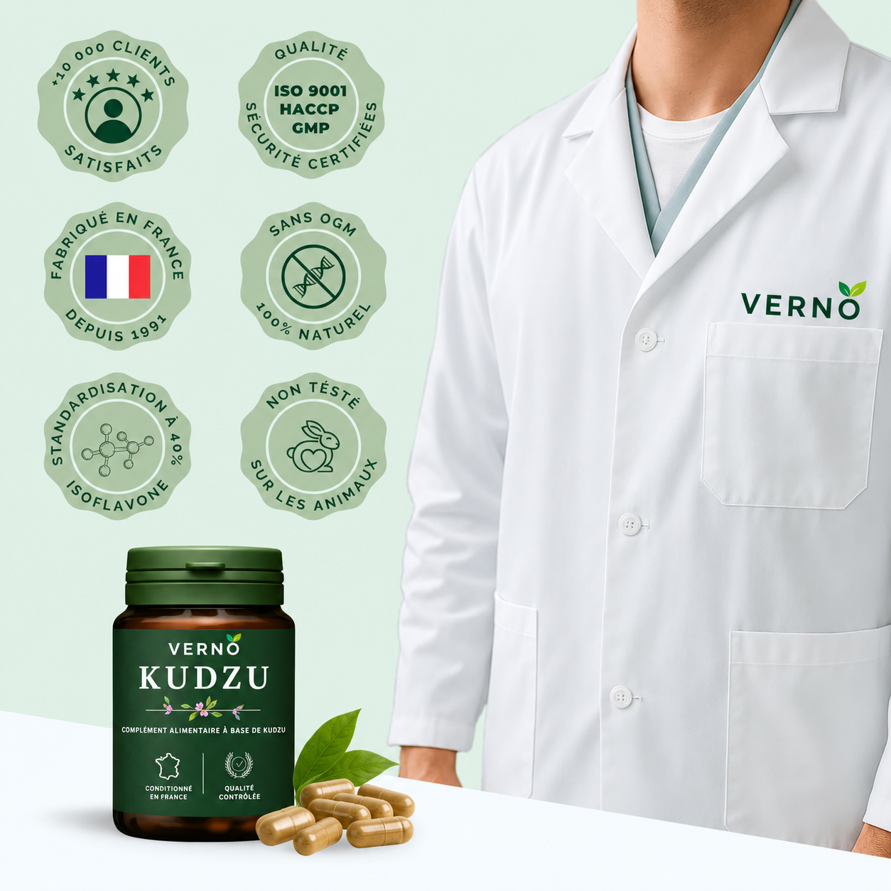 Kudzu Verno 40 mg dâisoflavone - 100% naturel
