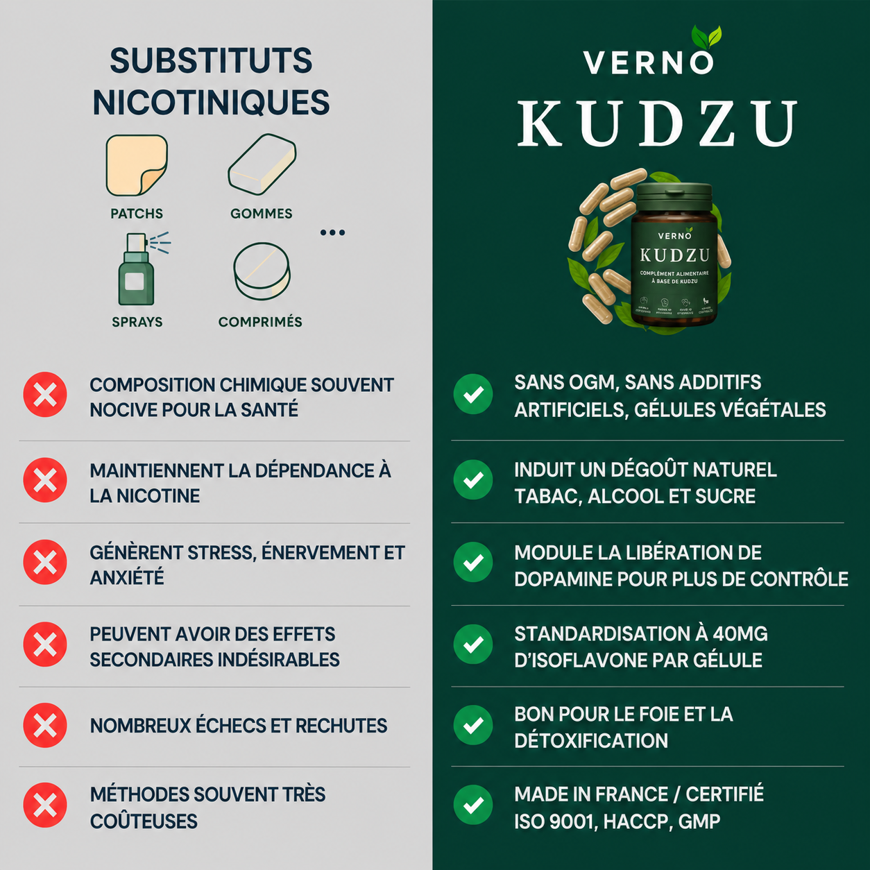 Kudzu Verno 40 mg d’isoflavone - 100% naturel